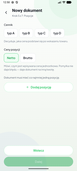Krok 5 kreatora — cennik i ceny netto lub brutto