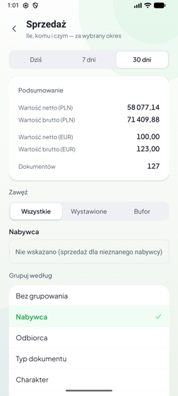 Zestawienie sprzedaży z podsumowaniem i grupowaniem